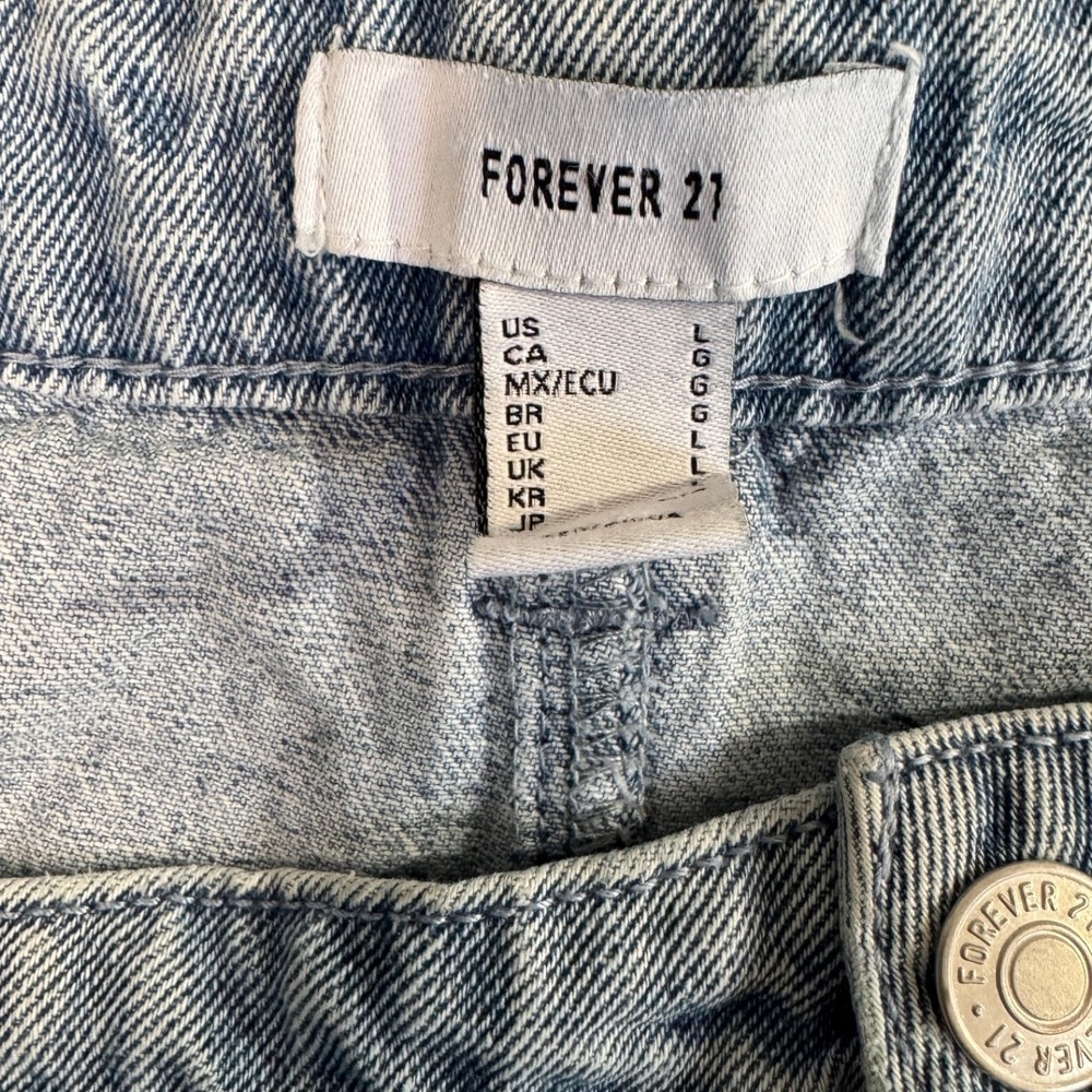 Forever 21 Light Wash Denim Cargo Pleated Mini Skirt Y2K Skater Skort Large - Picture 3 of 6